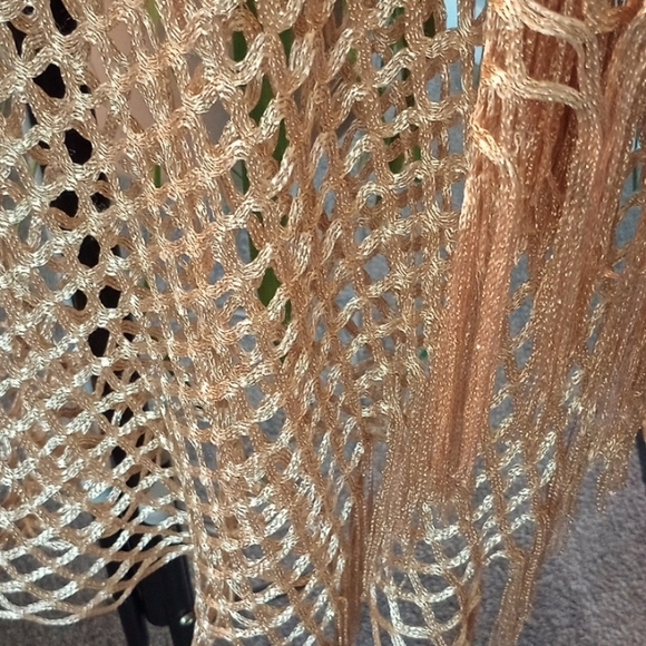 Golden Color  Crochet Fringe Top, New - Picture 2 of 2